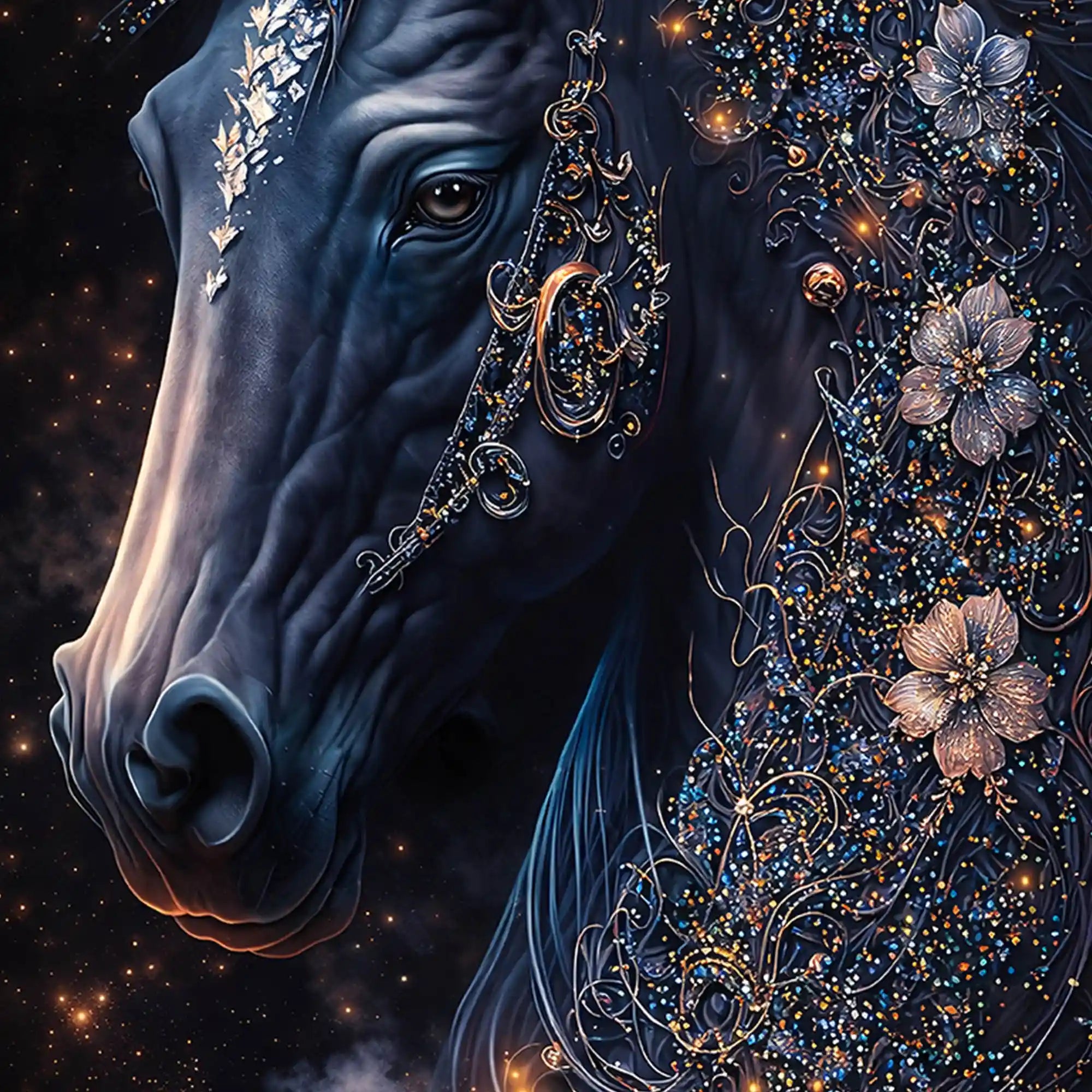 Mystical Horse Wall Art Floating Frame Crystal Wall Painting