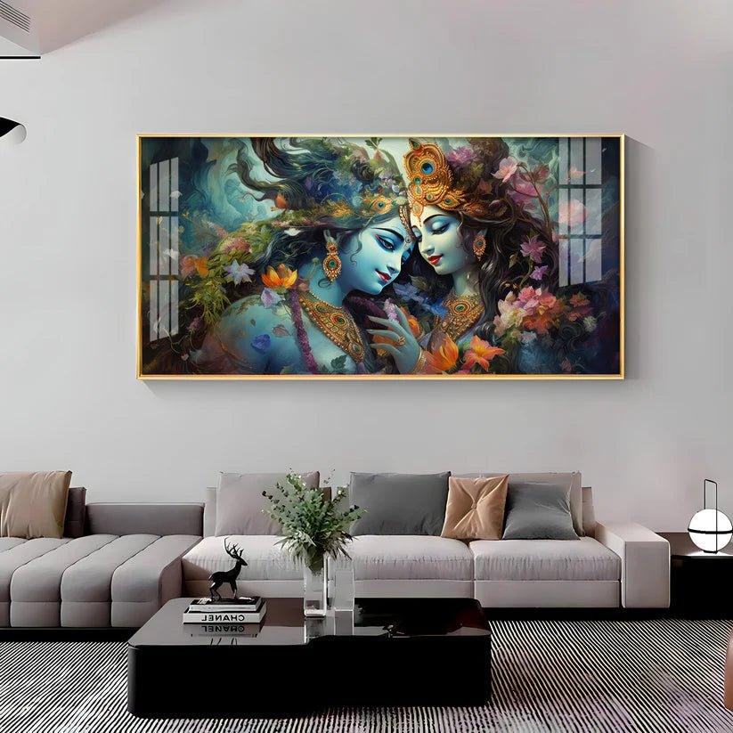 Mystical Love Of Radha Krishna Premium Acrylic Floating Wall Painting - Decor Smart