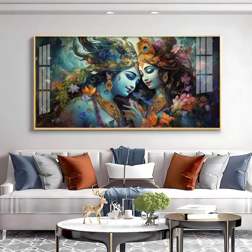 Mystical Love Of Radha Krishna Premium Acrylic Floating Wall Painting - Decor Smart
