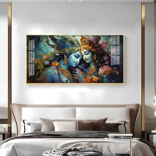 Mystical Love Of Radha Krishna Premium Acrylic Floating Wall Painting - Decor Smart