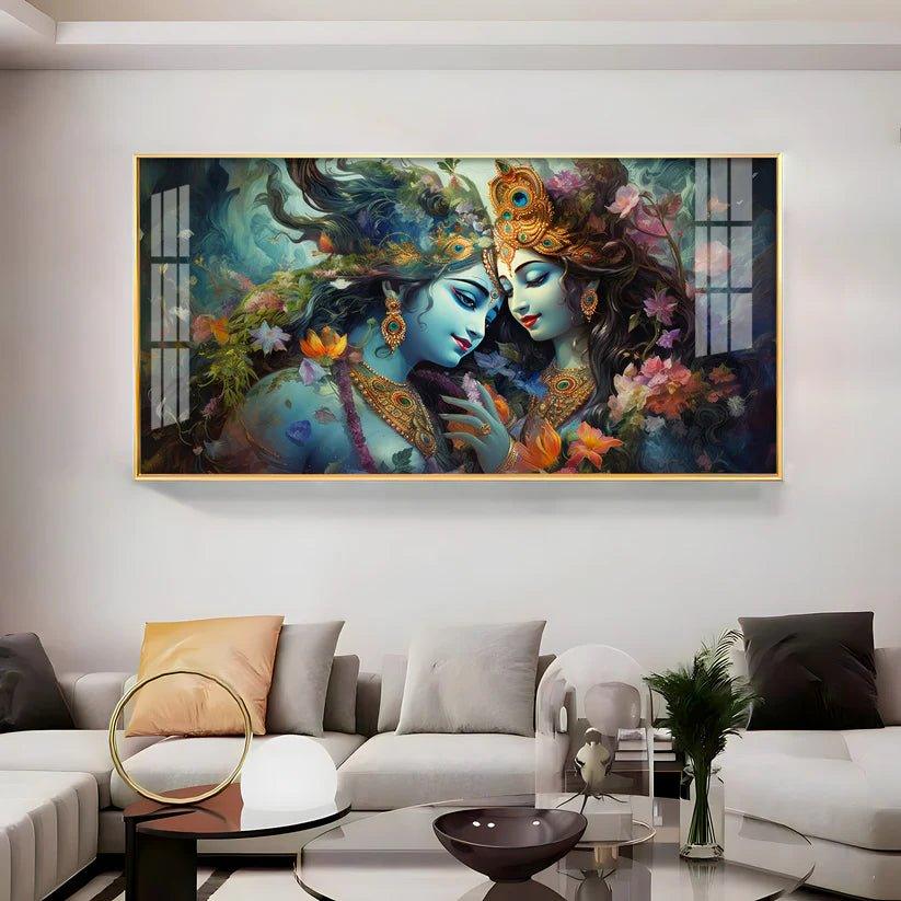 Mystical Love Of Radha Krishna Premium Acrylic Floating Wall Painting - Decor Smart