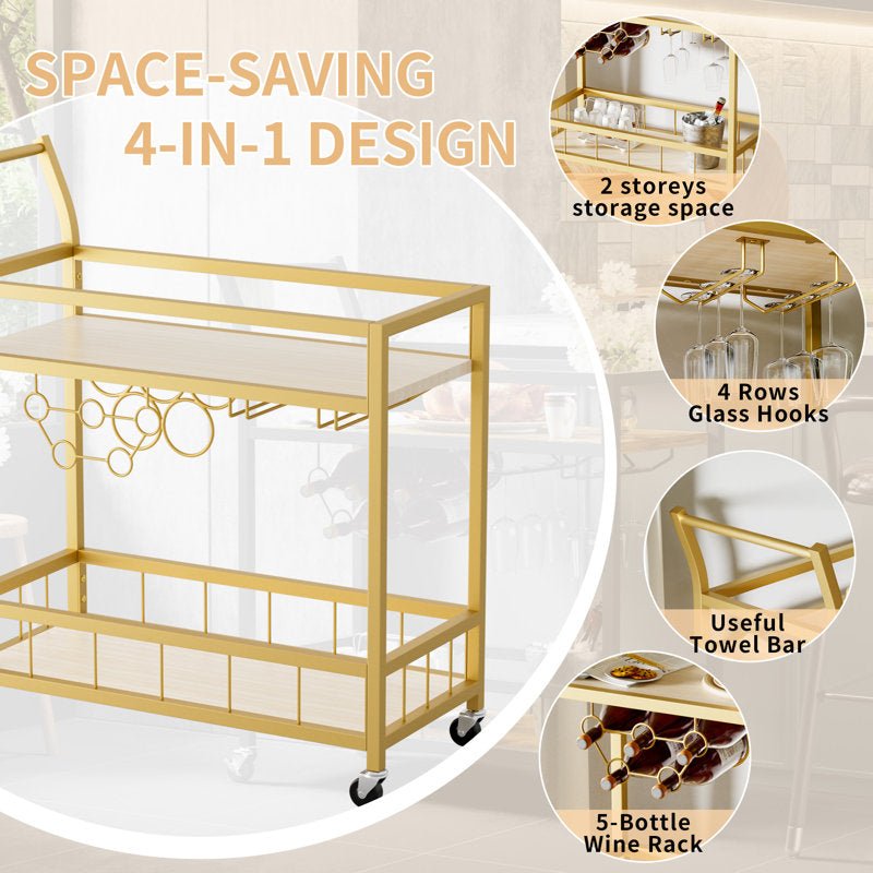 Narron Metal Bar Cart - Decor Smart