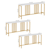 Narrow Long Faux White Marble Gold Console Table - Decor Smart