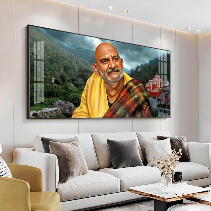 Neem Karoli Baba Ji Premium Acrylic Floating Wall Painting - Decor Smart