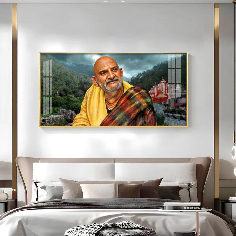 Neem Karoli Baba Ji Premium Acrylic Floating Wall Painting - Decor Smart