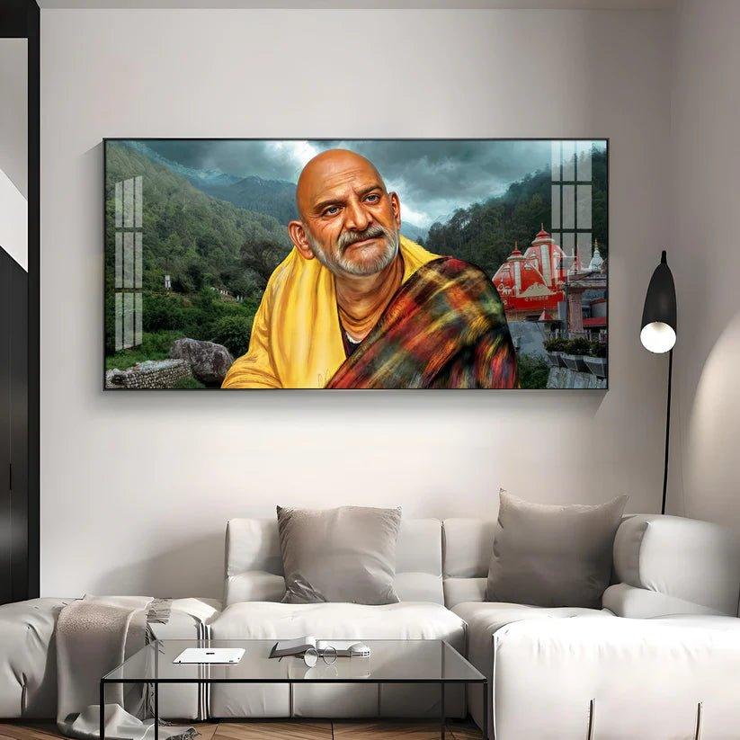 Neem Karoli Baba Ji Premium Acrylic Floating Wall Painting - Decor Smart