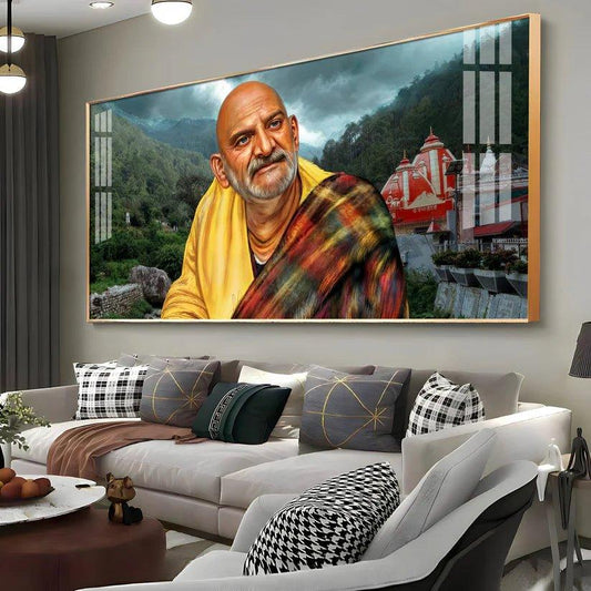Neem Karoli Baba Ji Premium Acrylic Floating Wall Painting - Decor Smart