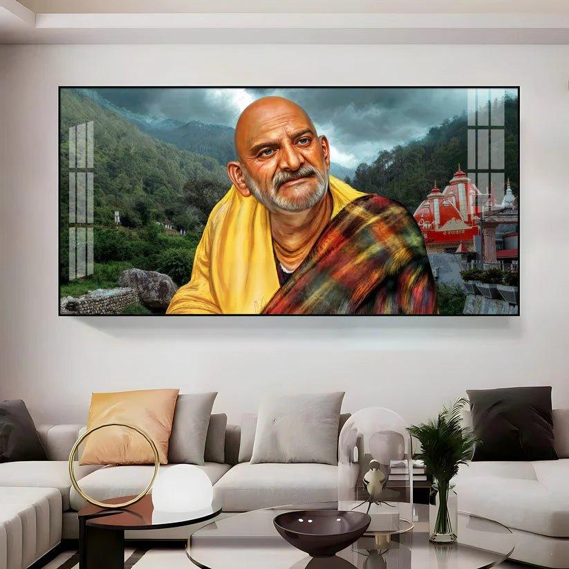 Neem Karoli Baba Ji Premium Acrylic Floating Wall Painting - Decor Smart