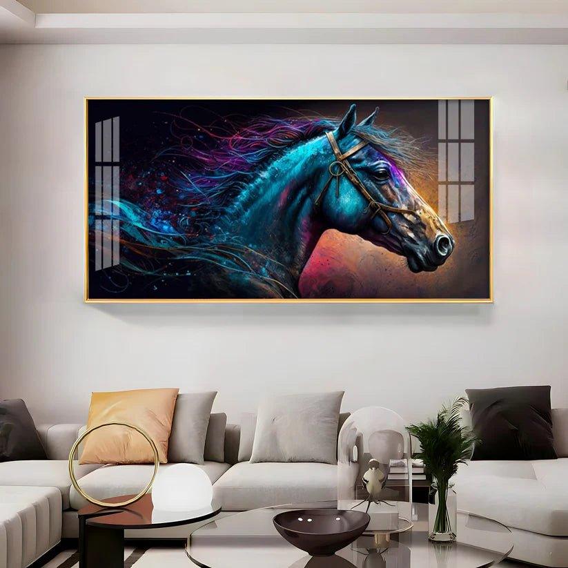 Neon Horse Premium Acrylic Floating Wall Painting - Decor Smart