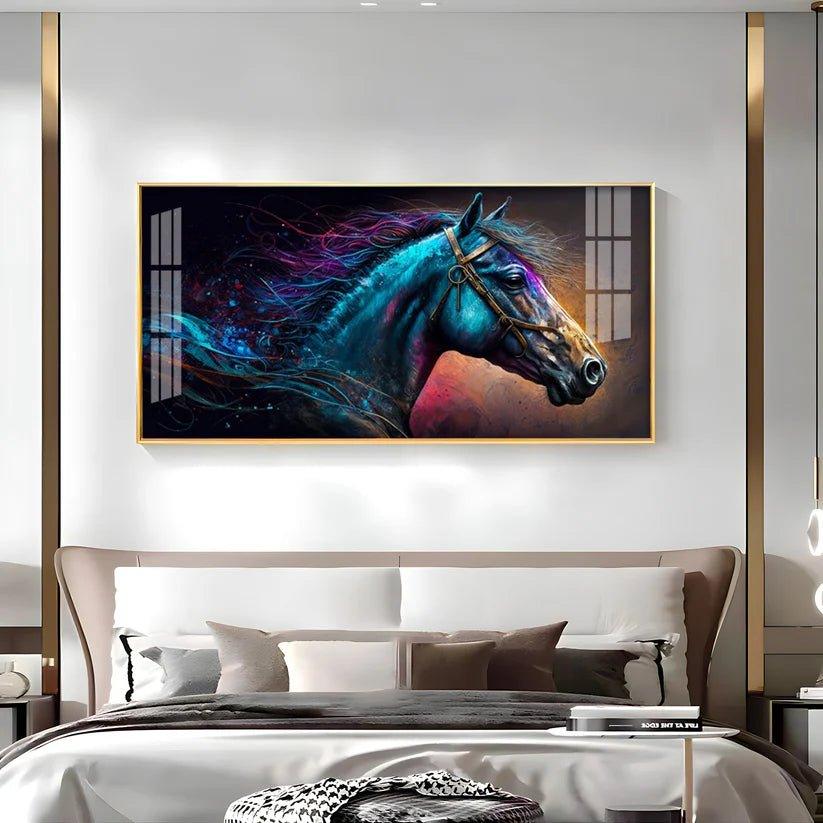 Neon Horse Premium Acrylic Floating Wall Painting - Decor Smart