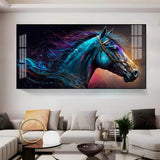 Neon Horse Premium Acrylic Floating Wall Painting - Decor Smart