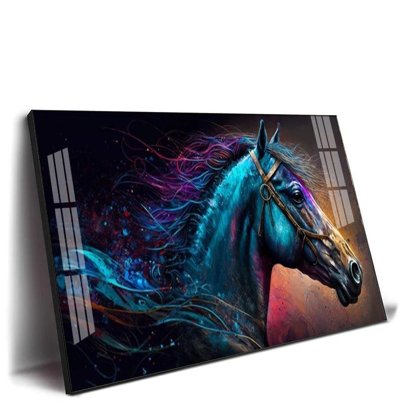 Neon Horse Premium Acrylic Floating Wall Painting - Decor Smart