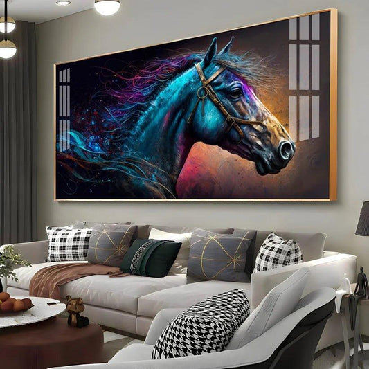 Neon Horse Premium Acrylic Floating Wall Painting - Decor Smart