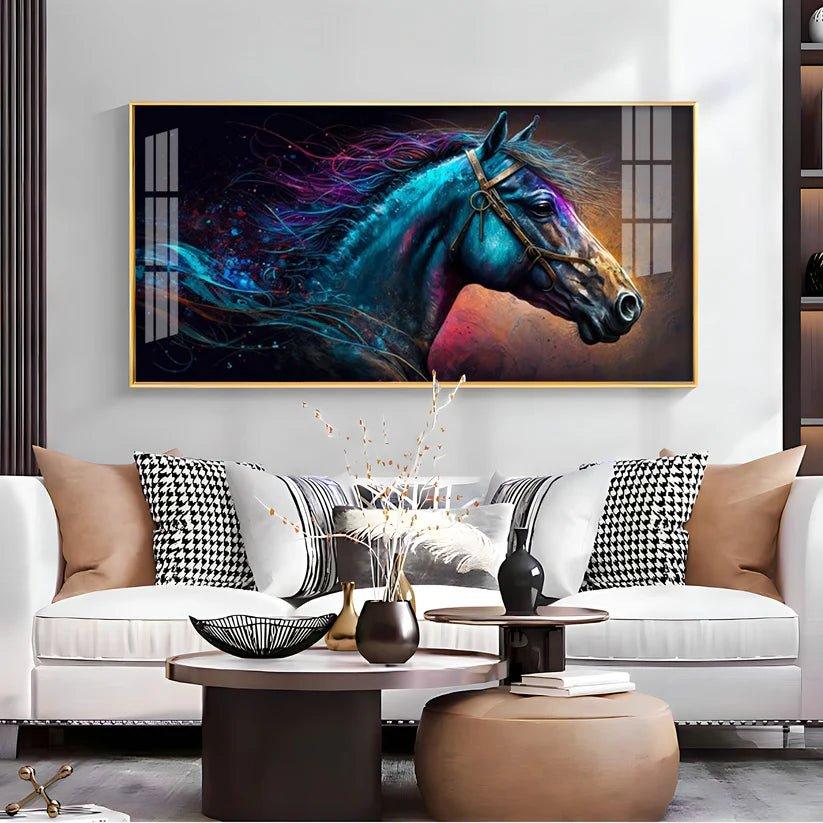 Neon Horse Premium Acrylic Floating Wall Painting - Decor Smart