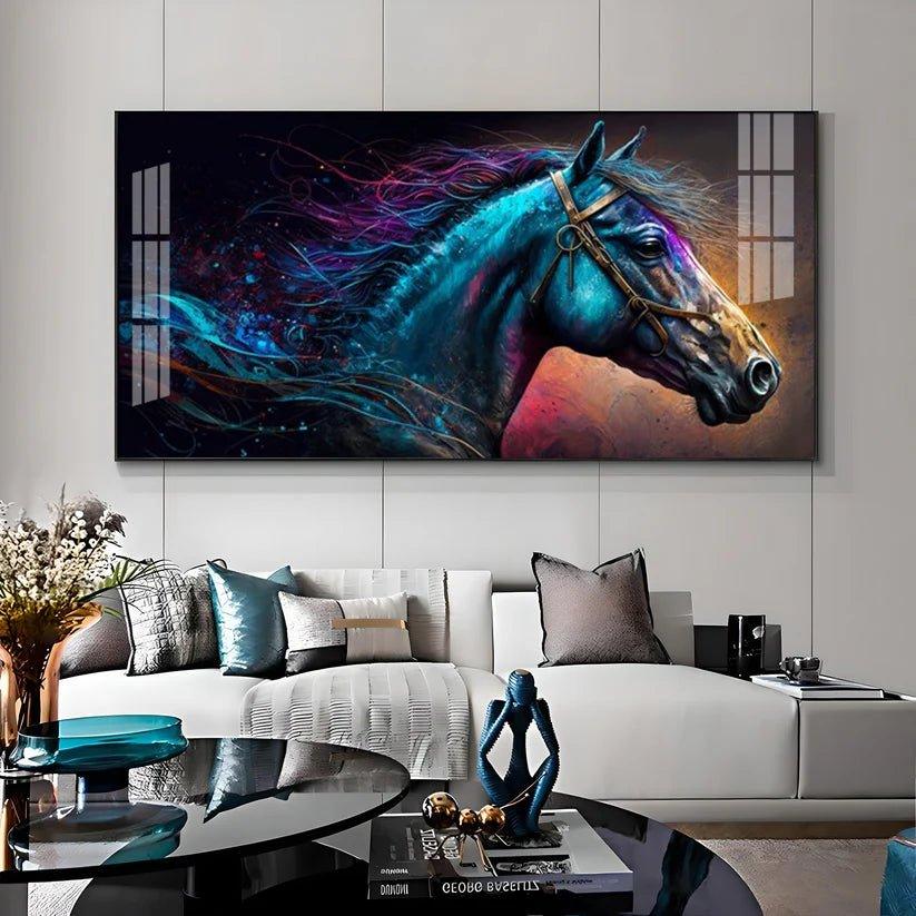 Neon Horse Premium Acrylic Floating Wall Painting - Decor Smart