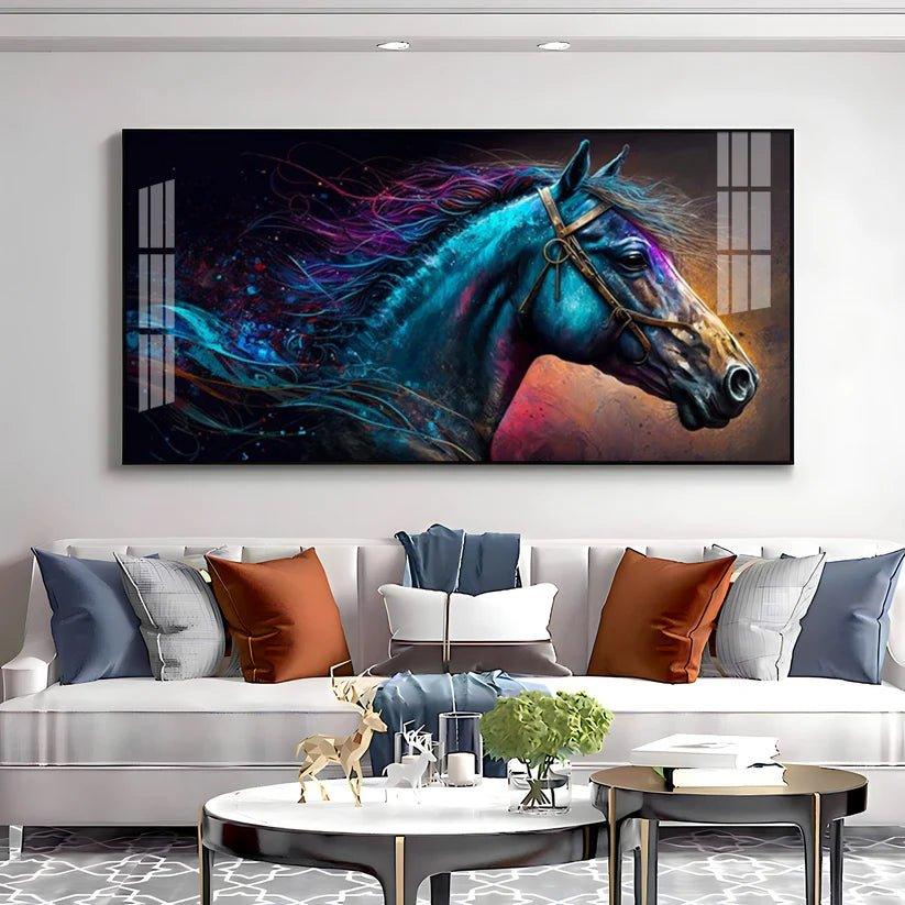 Neon Horse Premium Acrylic Floating Wall Painting - Decor Smart