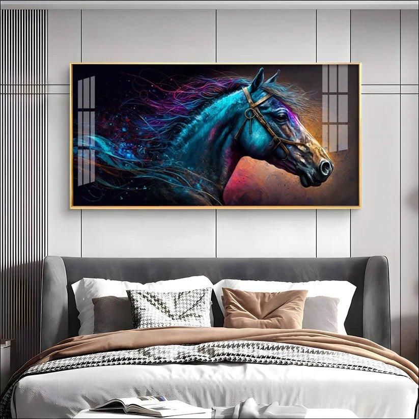 Neon Horse Premium Acrylic Floating Wall Painting - Decor Smart