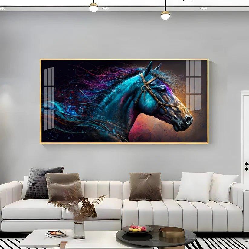 Neon Horse Premium Acrylic Floating Wall Painting - Decor Smart