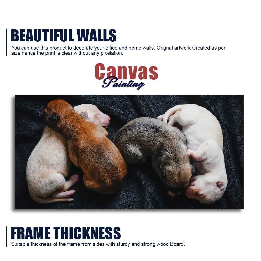 New Born Puppies Premium Canvas Wall Painting - Decor Smart
