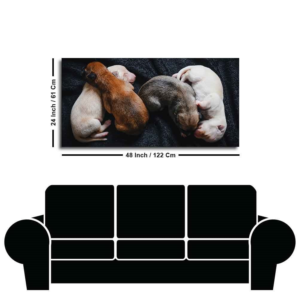 New Born Puppies Premium Canvas Wall Painting - Decor Smart