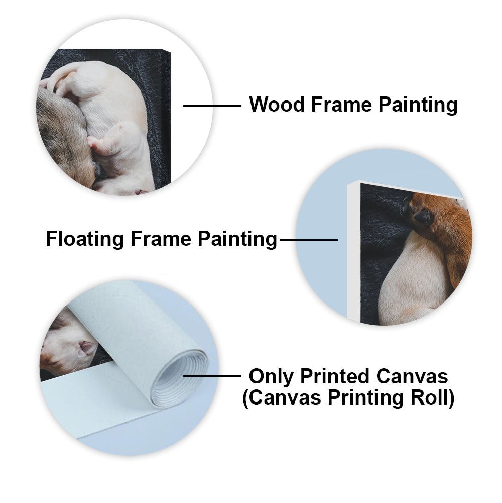 New Born Puppies Premium Canvas Wall Painting - Decor Smart