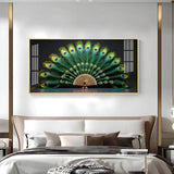 Noir Peacock Premium Acrylic Floating Wall Painting - Decor Smart