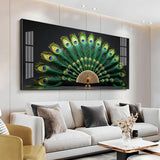 Noir Peacock Premium Acrylic Floating Wall Painting - Decor Smart