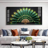 Noir Peacock Premium Acrylic Floating Wall Painting - Decor Smart