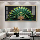 Noir Peacock Premium Acrylic Floating Wall Painting - Decor Smart