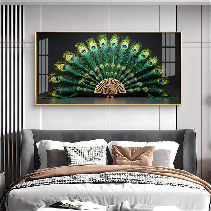 Noir Peacock Premium Acrylic Floating Wall Painting - Decor Smart