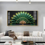 Noir Peacock Premium Acrylic Floating Wall Painting - Decor Smart