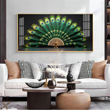 Noir Peacock Premium Acrylic Floating Wall Painting - Decor Smart