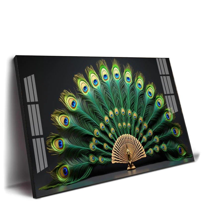 Noir Peacock Premium Acrylic Floating Wall Painting - Decor Smart