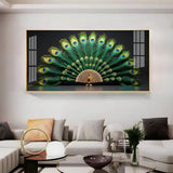 Noir Peacock Premium Acrylic Floating Wall Painting - Decor Smart