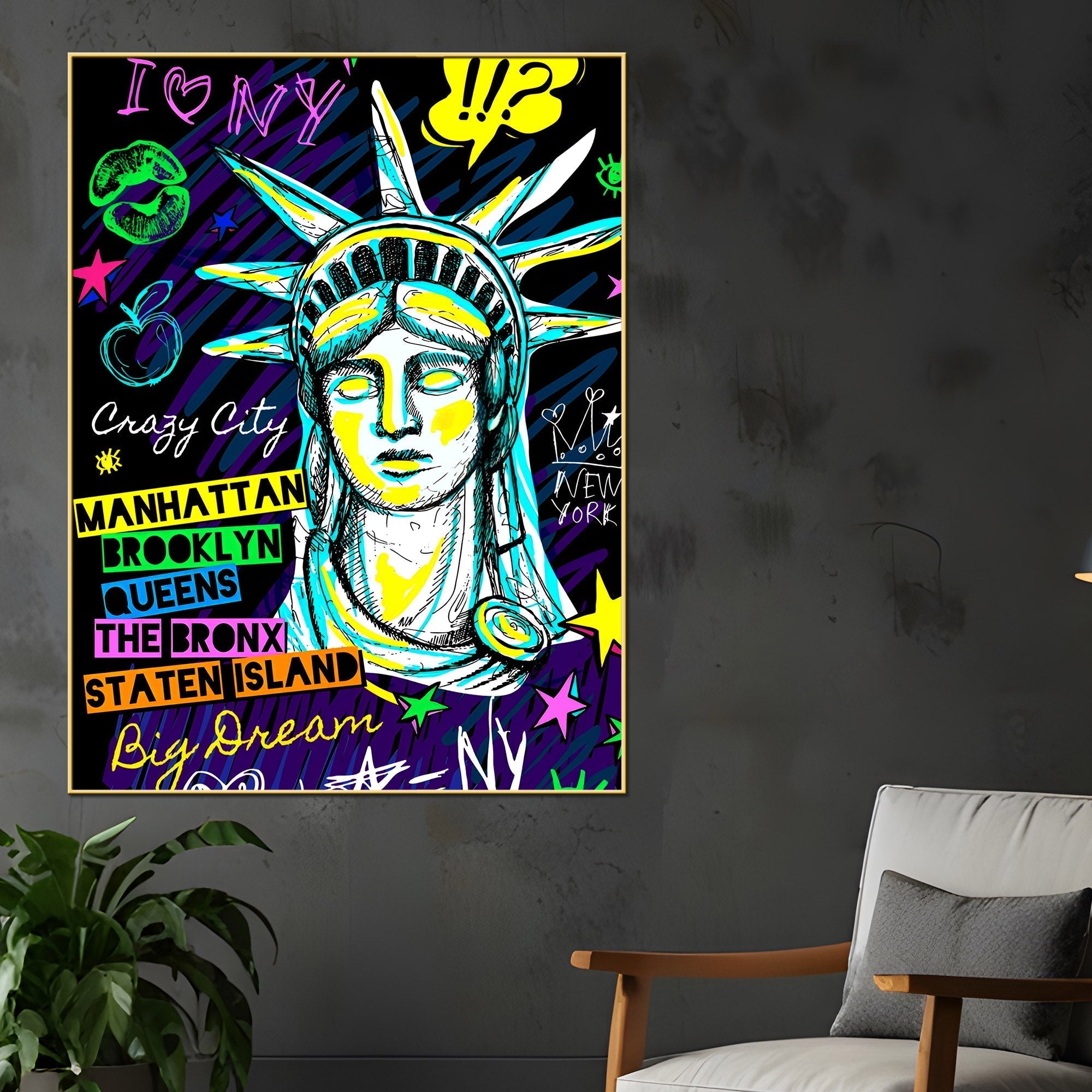NYC Dreamscape Graffiti Goddess Cotton Canvas Wall Painting