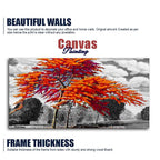 Orange Color Peacock Flowers Tree Premium Wall Painting