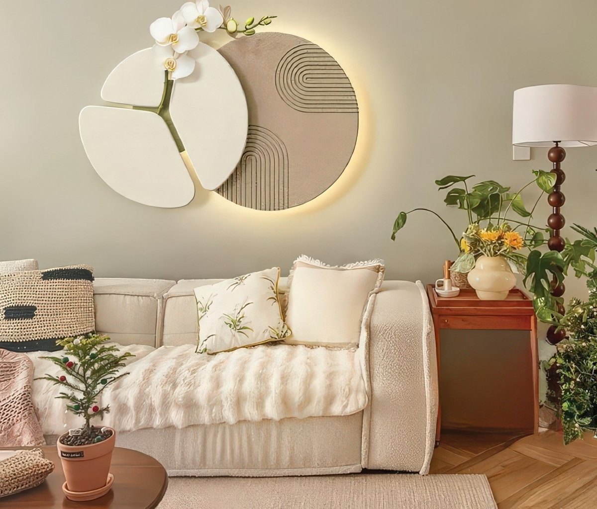 Orchid Bloom Abstract Circle 3D Wall Art Home Decor