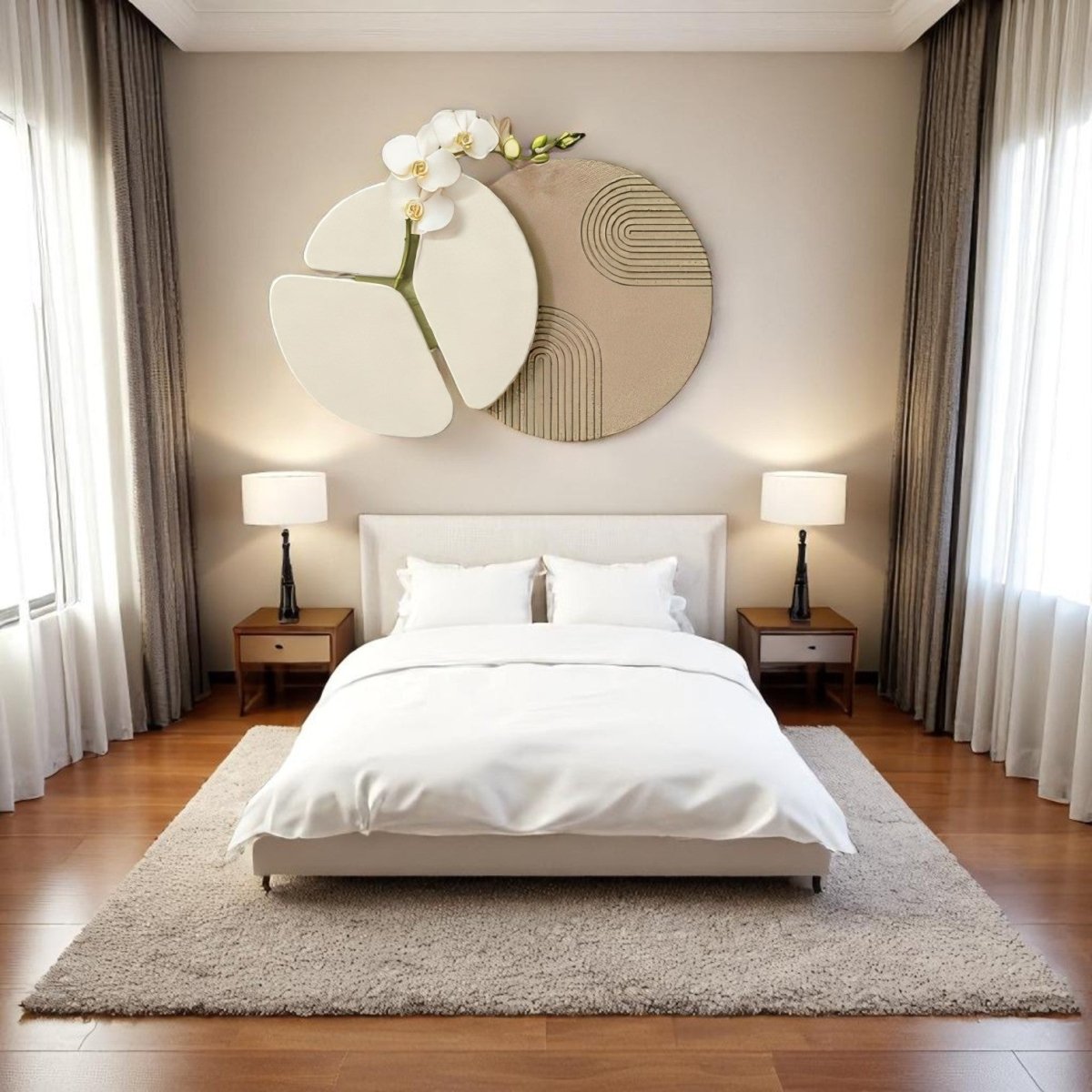 Orchid Bloom Abstract Circle 3D Wall Art Home Decor