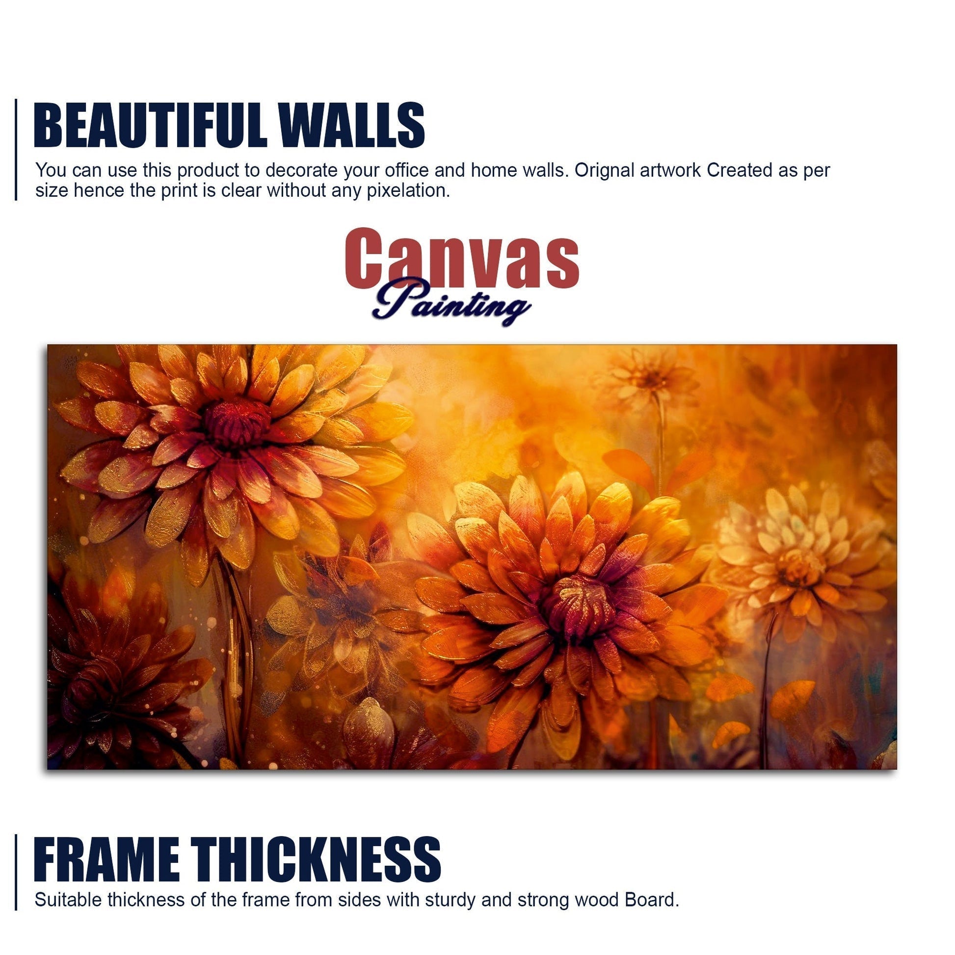 Ornate Flower Art Premium Canvas Wall Painting - Decor Smart