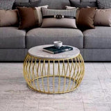 Ornate Rounded Metallic Marble Nested Coffee Table Set of 2 - Decor Smart