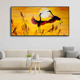 Pair of Flamingos Flying in Sunset Canvas Wall Painting - Decor Smart