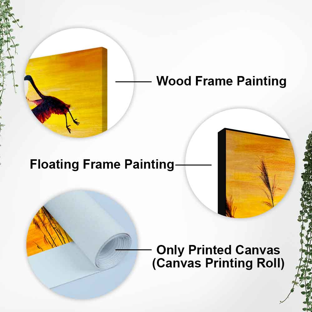 Pair of Flamingos Flying in Sunset Canvas Wall Painting - Decor Smart