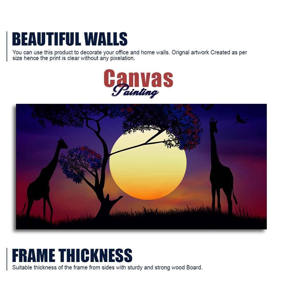 Pair of Giraffe at Night Canvas Wall Painting - Decor Smart