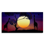 Pair of Giraffe at Night Canvas Wall Painting - Decor Smart
