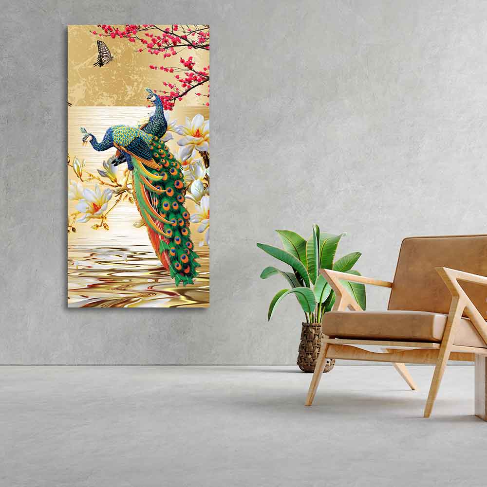 Pair of Peacock Canvas Wall Painting - Decor Smart