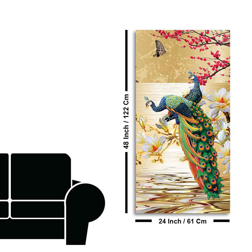 Pair of Peacock Canvas Wall Painting - Decor Smart