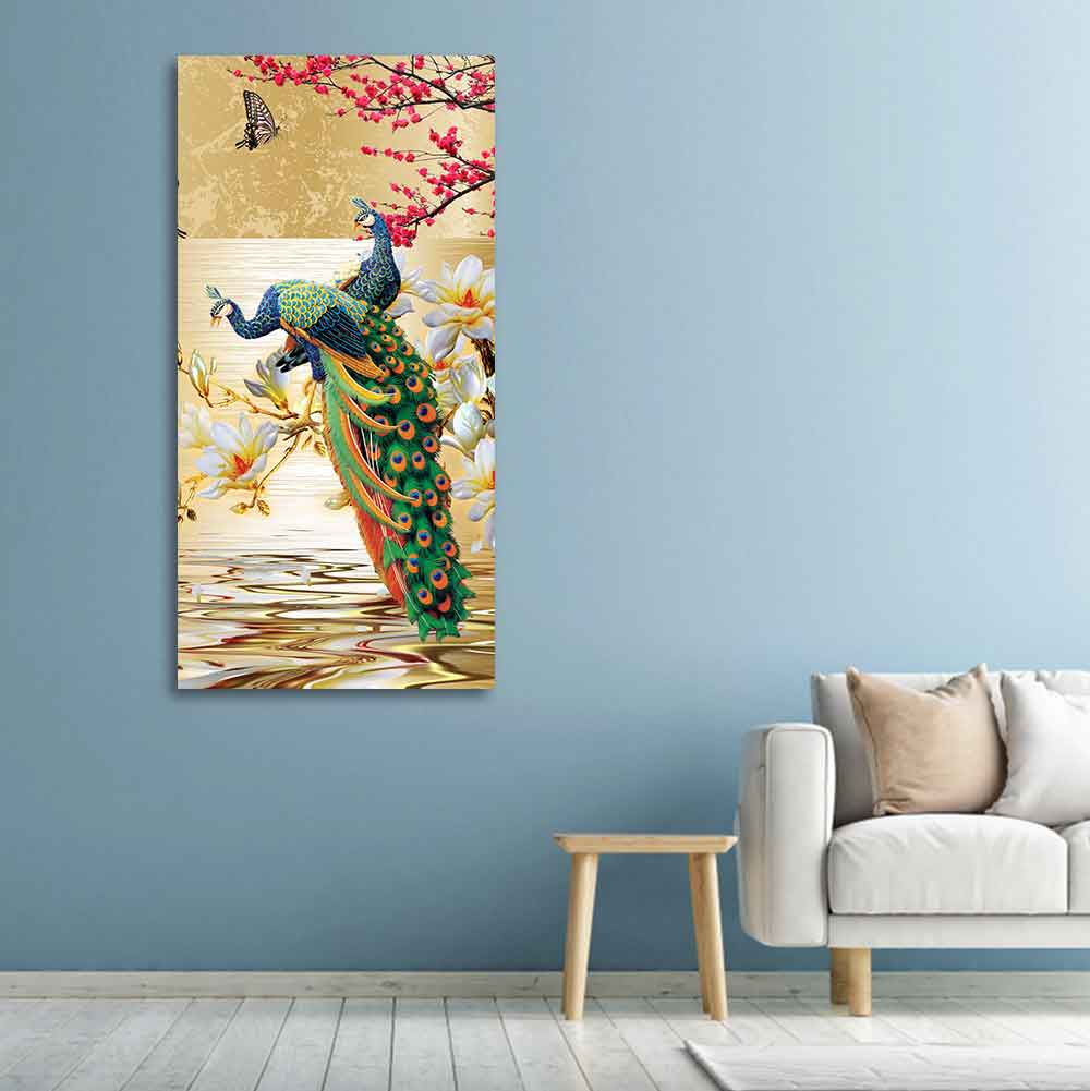 Pair of Peacock Canvas Wall Painting - Decor Smart