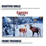 Pair of Red Deer in Snowy Forest Premium Wall Painting - Decor Smart
