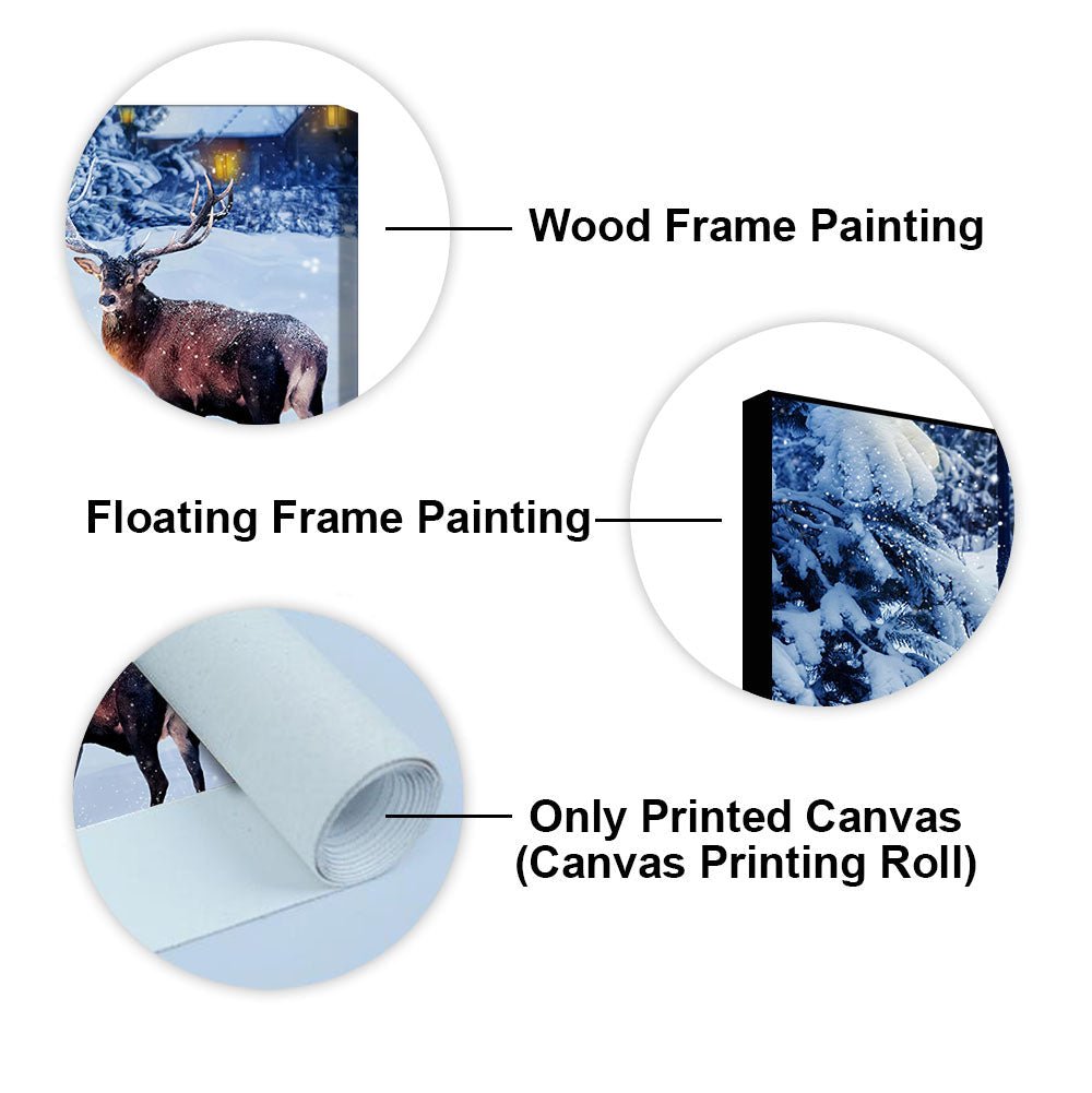 Pair of Red Deer in Snowy Forest Premium Wall Painting - Decor Smart