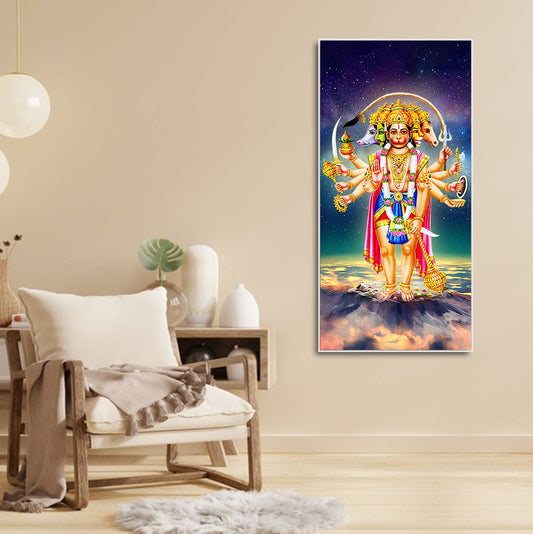 Panchmukhi Bajrangbali Beautiful Scenery Premium Canvas Wall Painting - Decor Smart